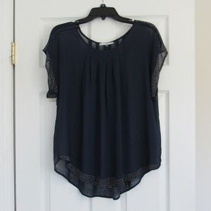 Navy blue sheer blouse